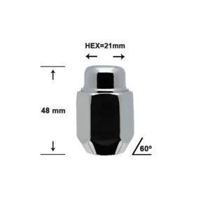 Tuerca Cónica Cromada - 9/16" | Hex 21mm | Alto 48mm
